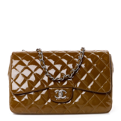 Chanel Patent Quilted Jumbo Single Flap Brown 1 of 12
