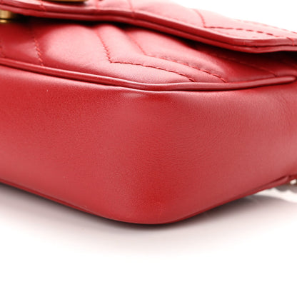 Gucci Calfskin Matelasse Super Mini GG Marmont Shoulder Bag Hibiscus Red 10 of 13