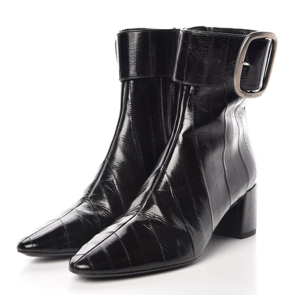 Saint Laurent Shiny Eel Joplin Buckle Booties 36 Black 3 of 9