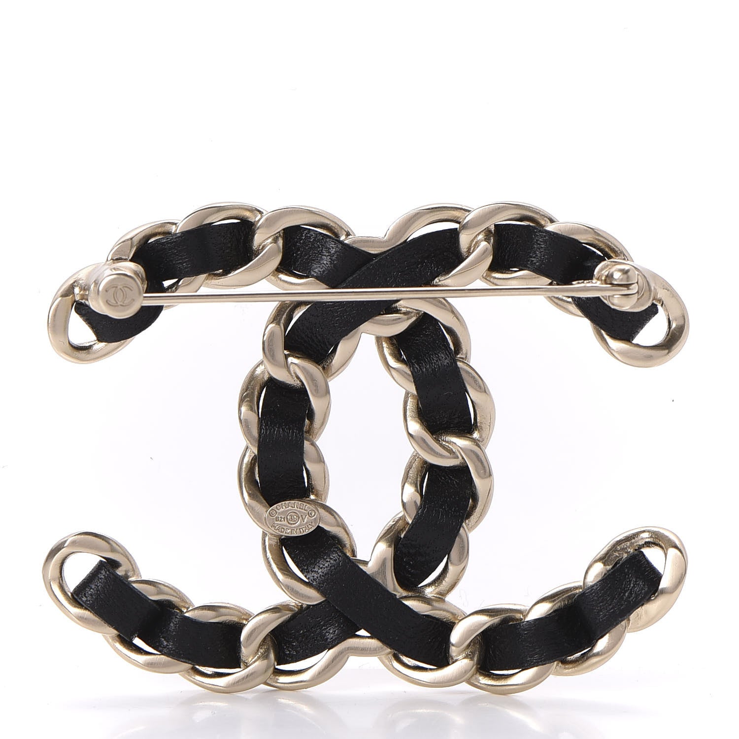 Chanel Lambskin Chain CC Brooch Black Gold 3 of 5