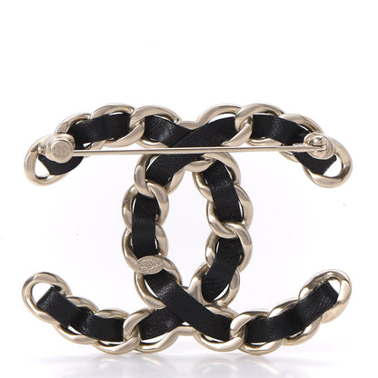 Chanel Lambskin Chain CC Brooch Black Gold 3 of 5