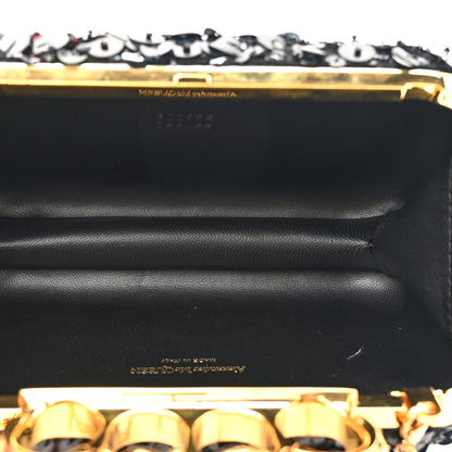 Alexander McQueen Nappa Embroidered Floral Knuckle Box Clutch Black Multicolor 5 of 13