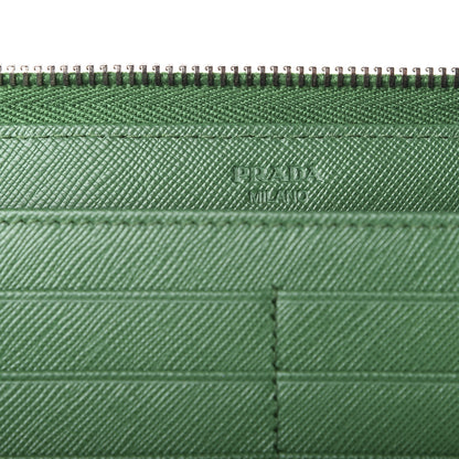 Prada Saffiano Large Zip Around Travel Wallet Biliardo 6 of 8
