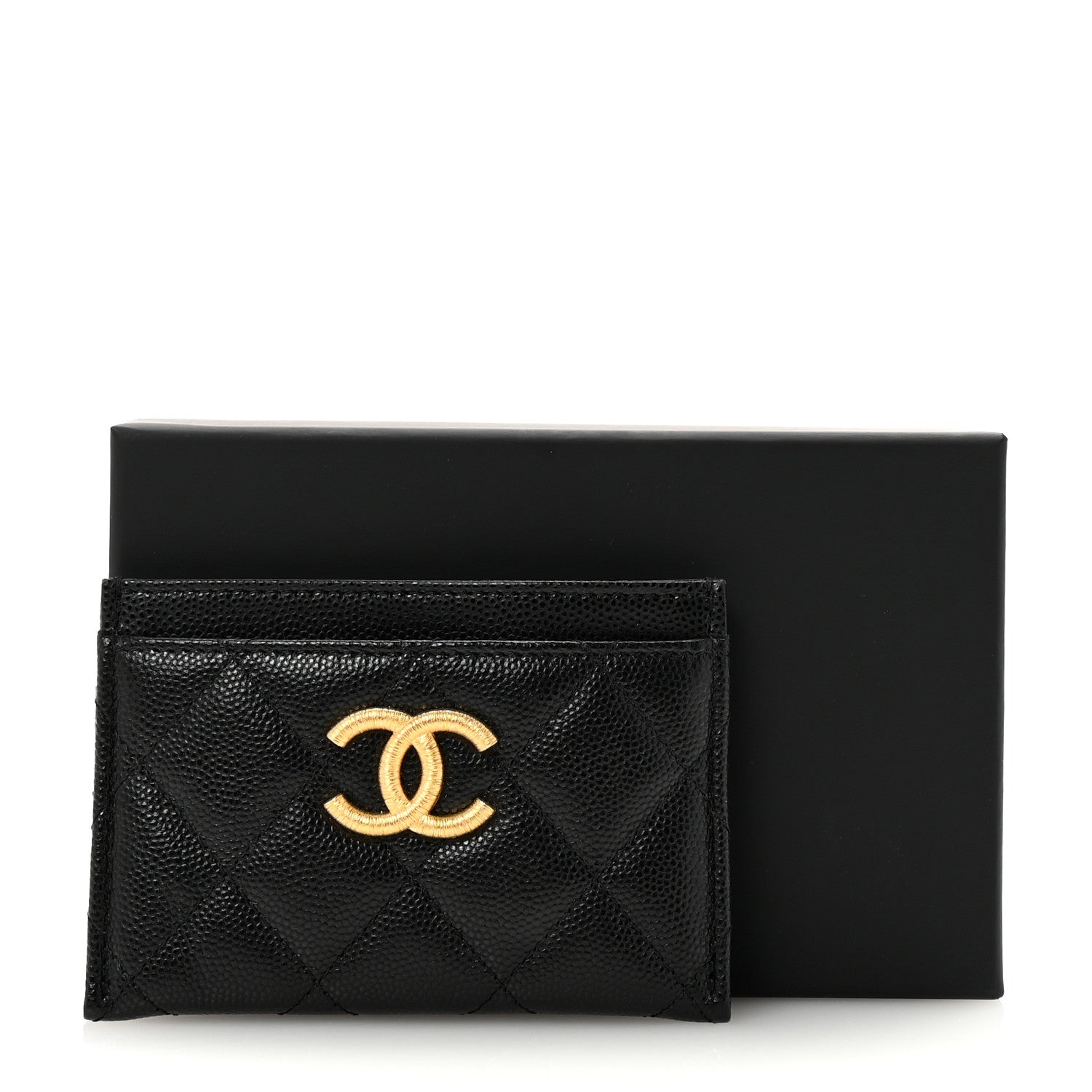 Chanel Caviar Quilted Studded CC Card Holder Black 9 of 9