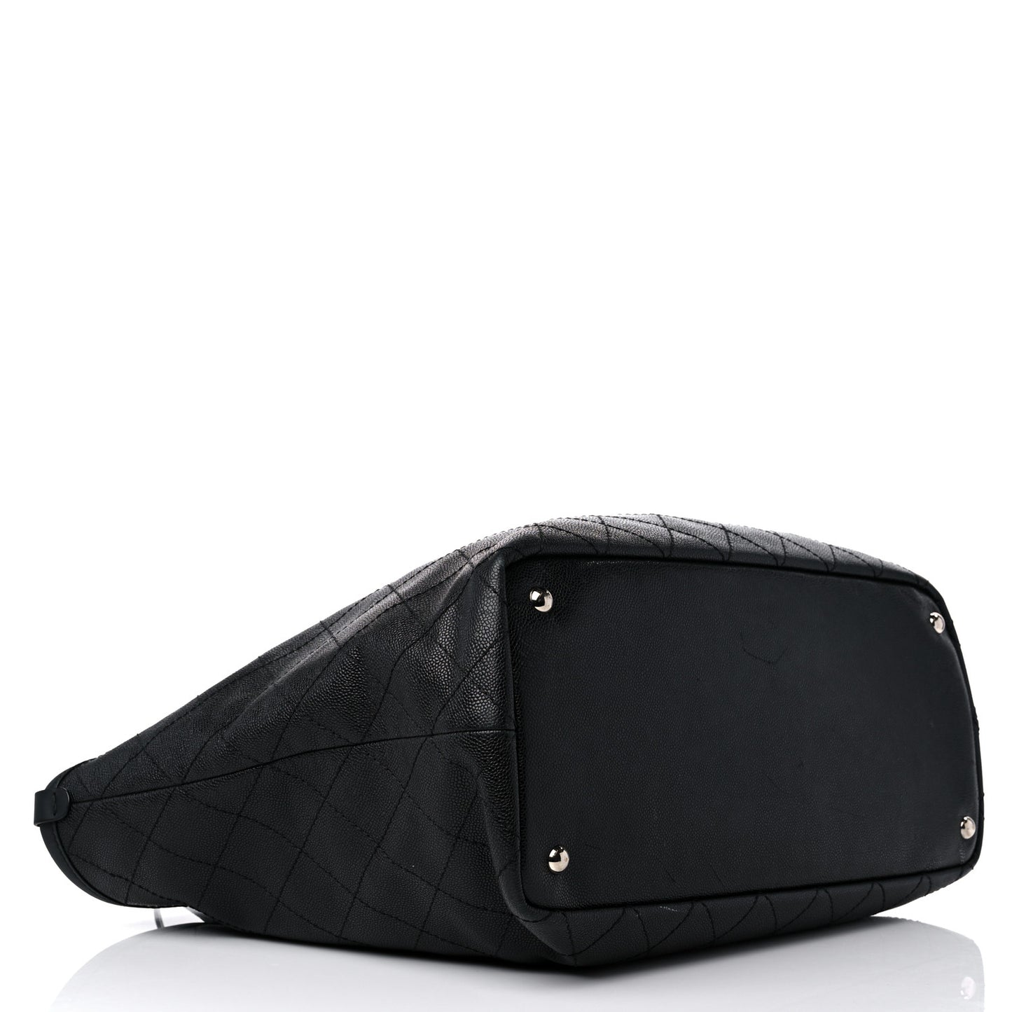Grained Calfskin Large Shopping Fever Tote Black