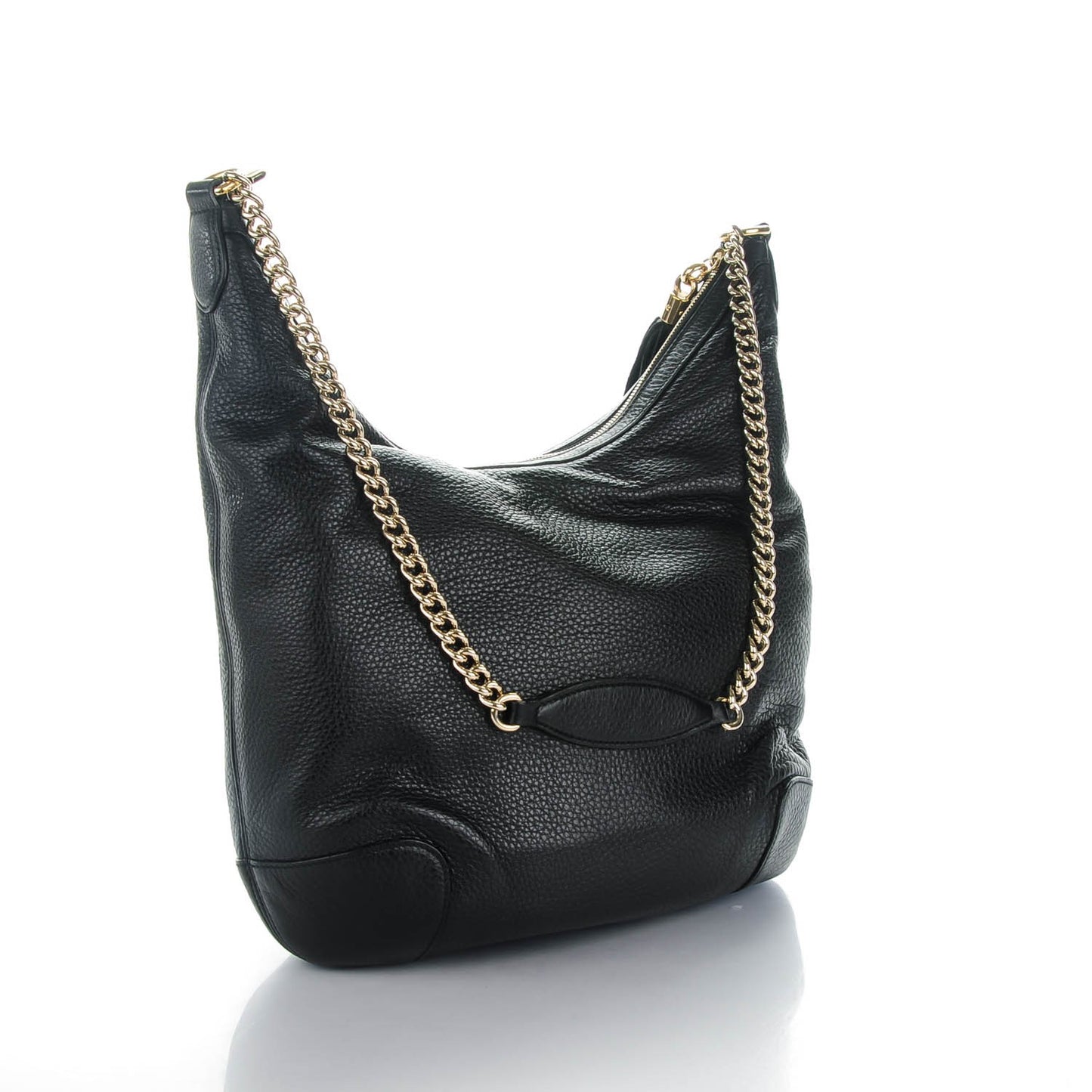 Pebbled Calfskin Medium Soho Chain Hobo Black