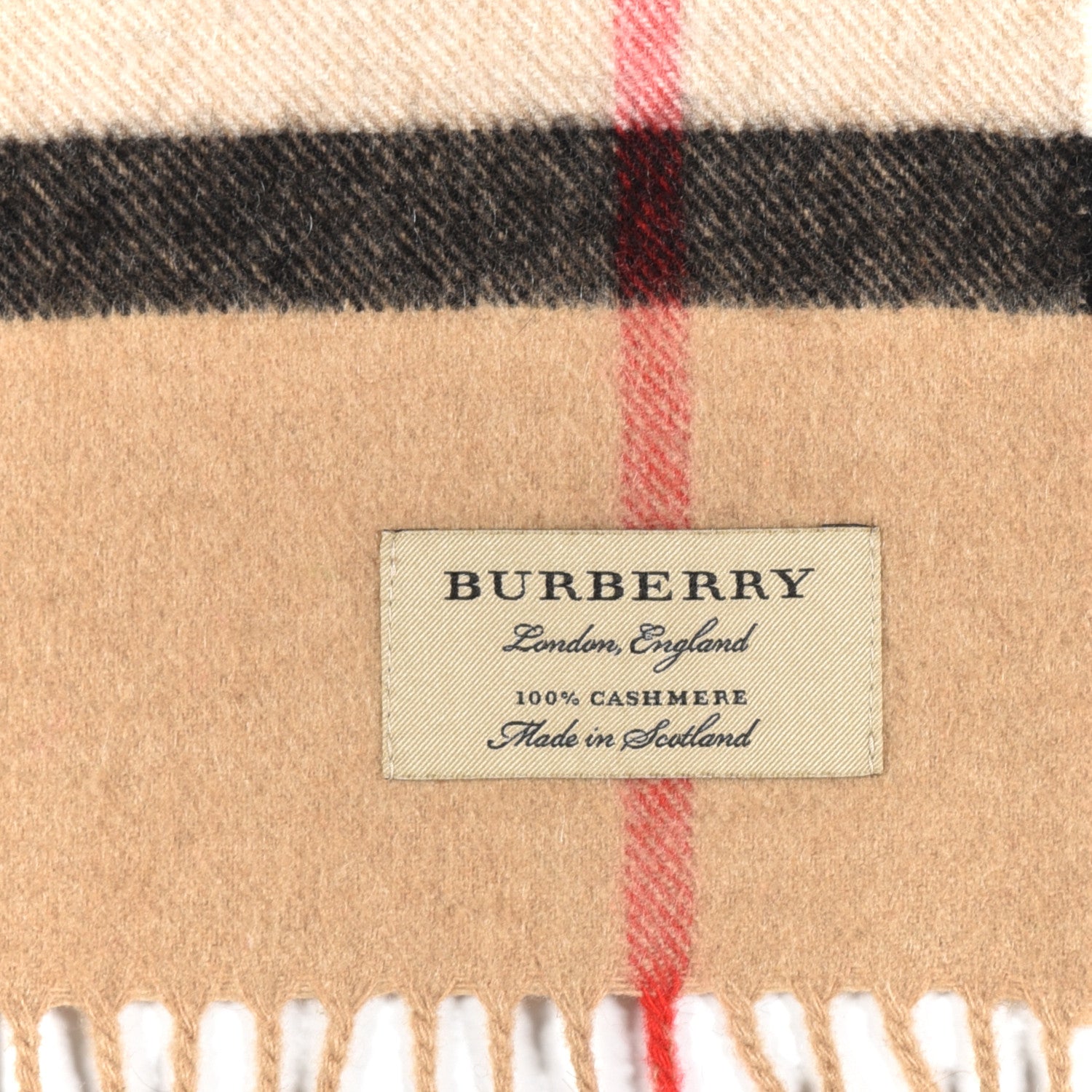 Burberry Cashmere Classic Check Fringe Scarf Camel 5 of 5