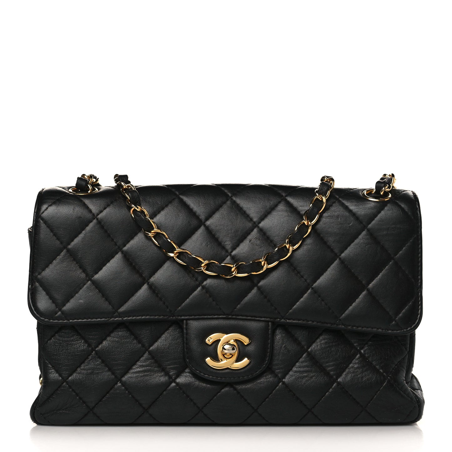 Lambskin Quilted Medium Double Sided Flap Black
