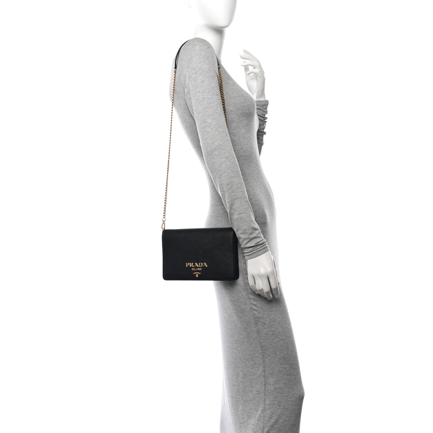 Prada Saffiano Lux Mini Crossbody Bag Black 2 of 10