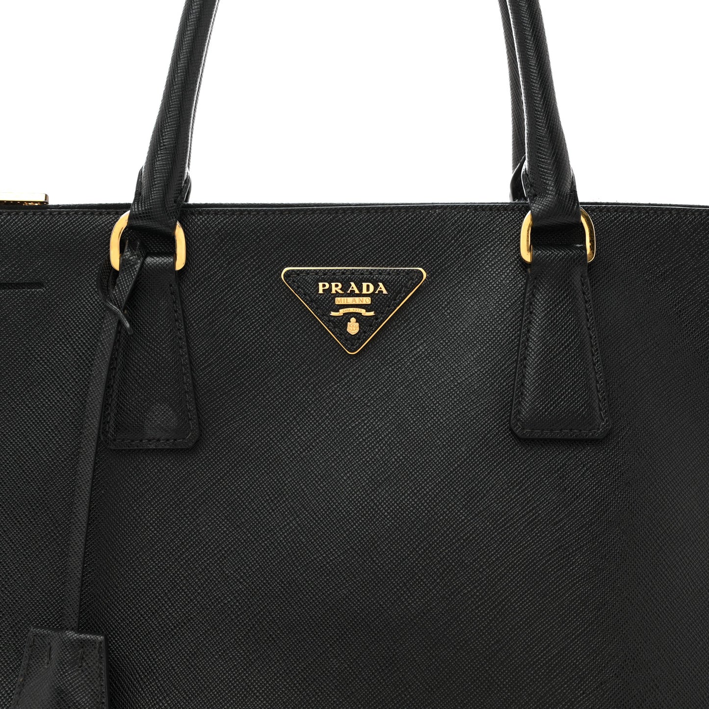 Saffiano Lux Medium Galleria Double Zip Tote Black