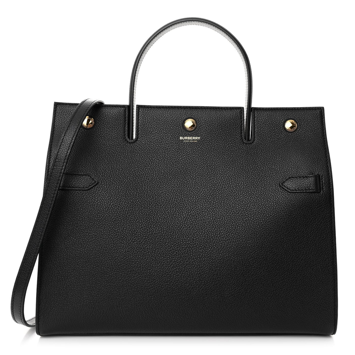 Grainy Calfskin Medium Title Bag Black