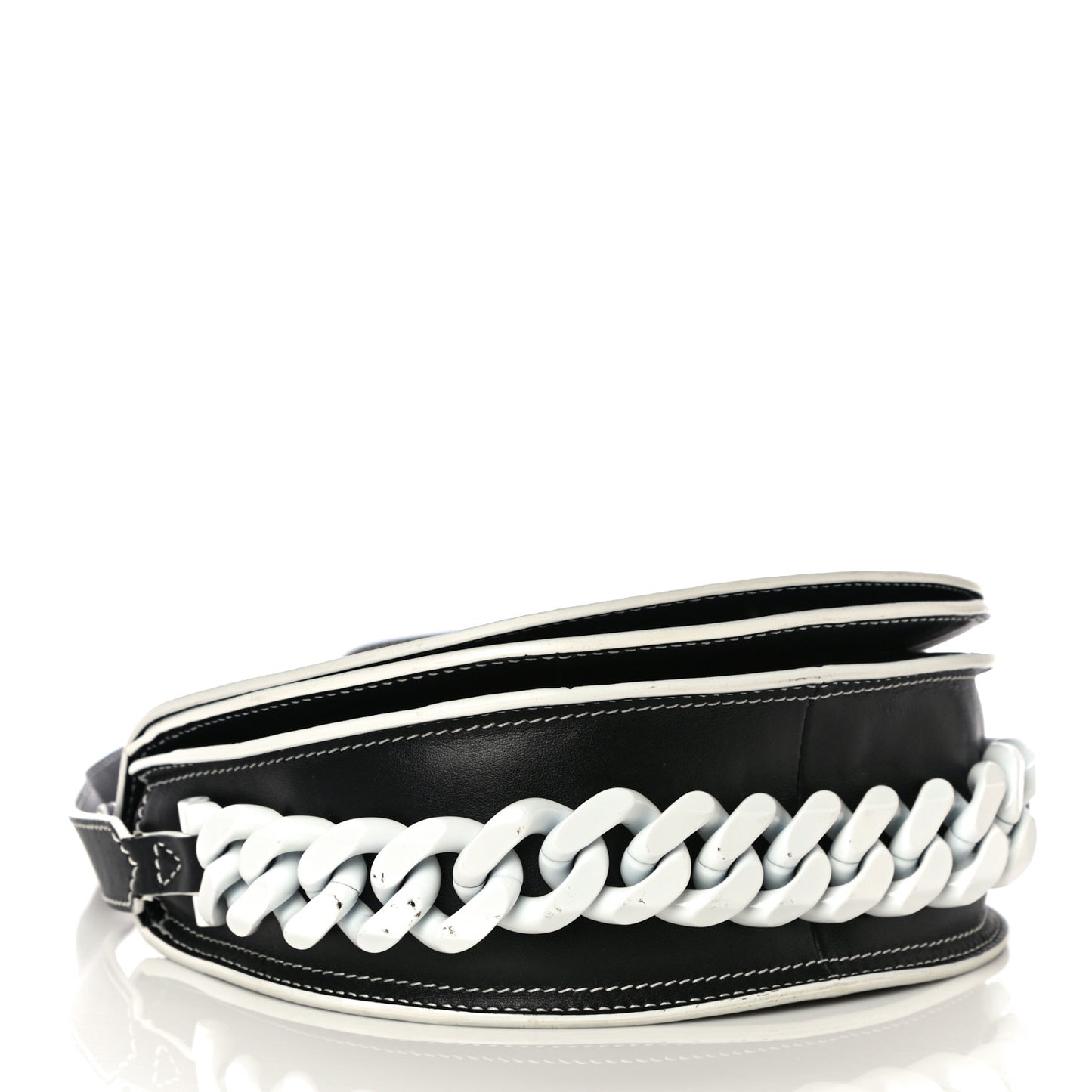 Calfskin Mini Infinity Saddle Bag Black White