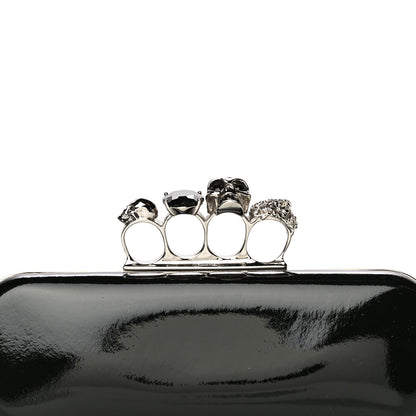 Alexander McQueen Patent Skull Knuckle Duster Box Clutch Black 8 of 11