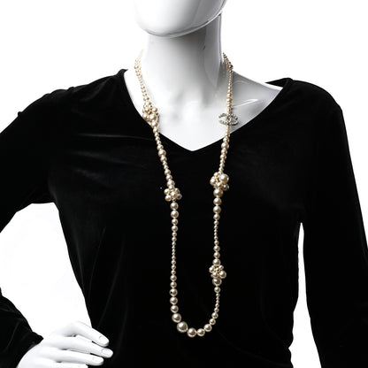 Chanel Pearl Cluster CC Long Necklace Silver 2 of 5