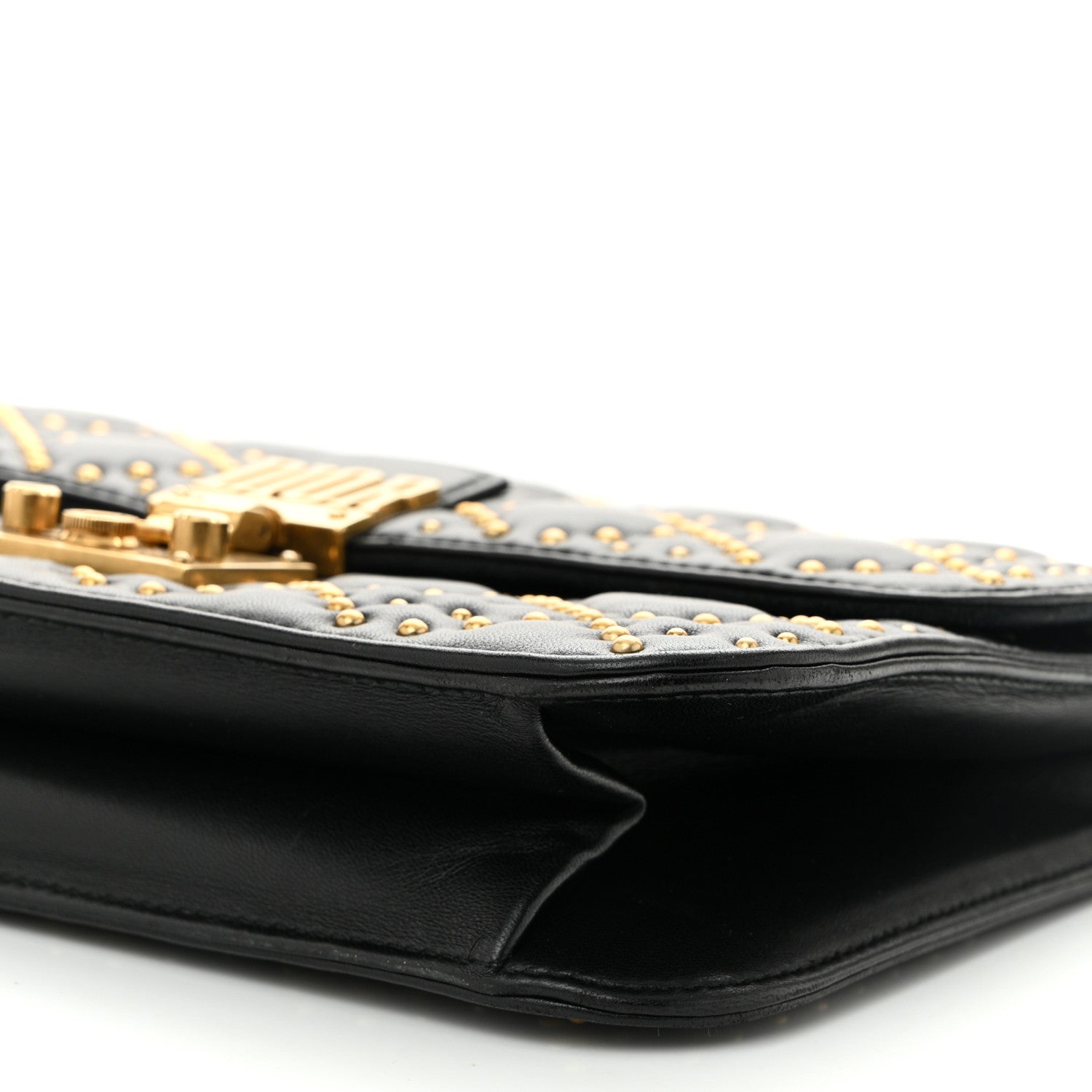 Christian Dior Lambskin Cannage Studded Large Dioraddict Flap Bag Black 10 of 11