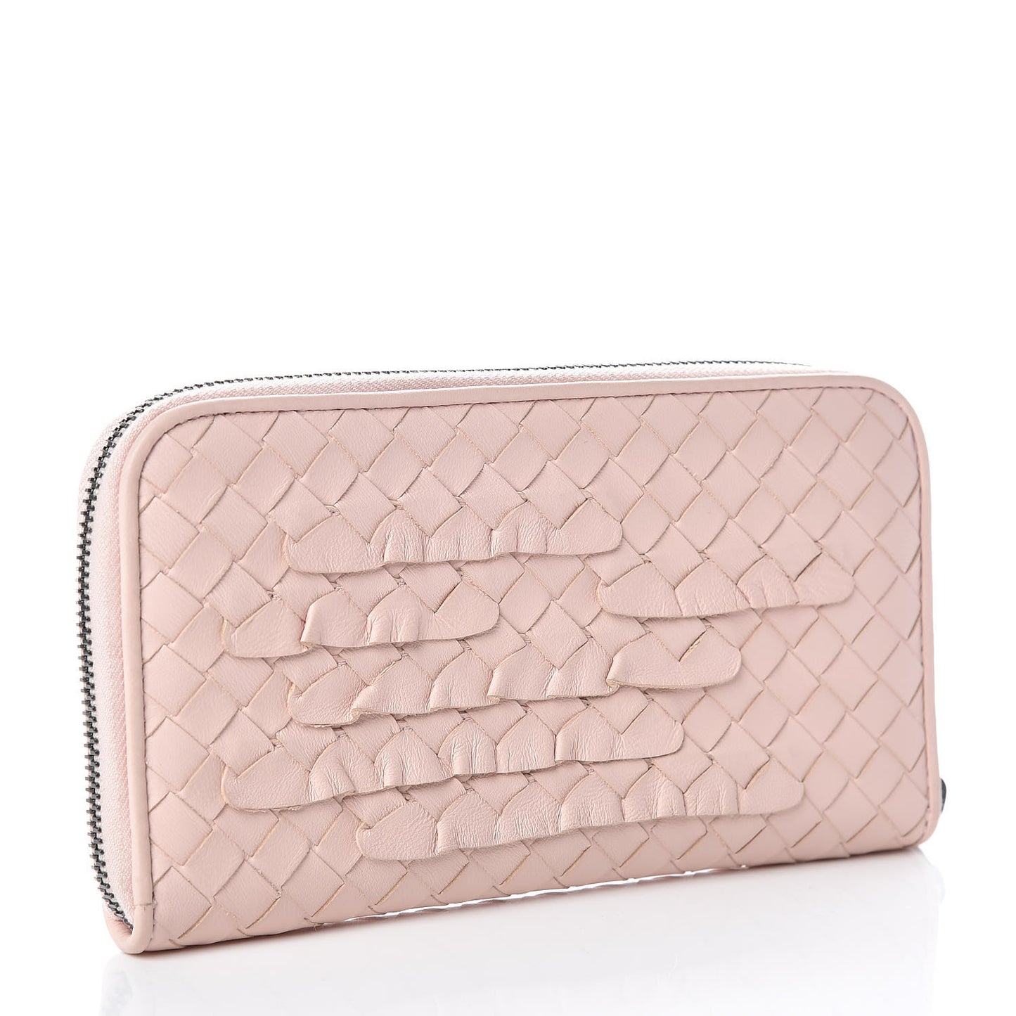 Nappa Intrecciato Zip Around Wallet Petal Pink