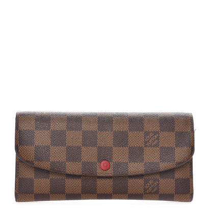 Louis Vuitton Damier Ebene Emilie Wallet Red 1 of 16
