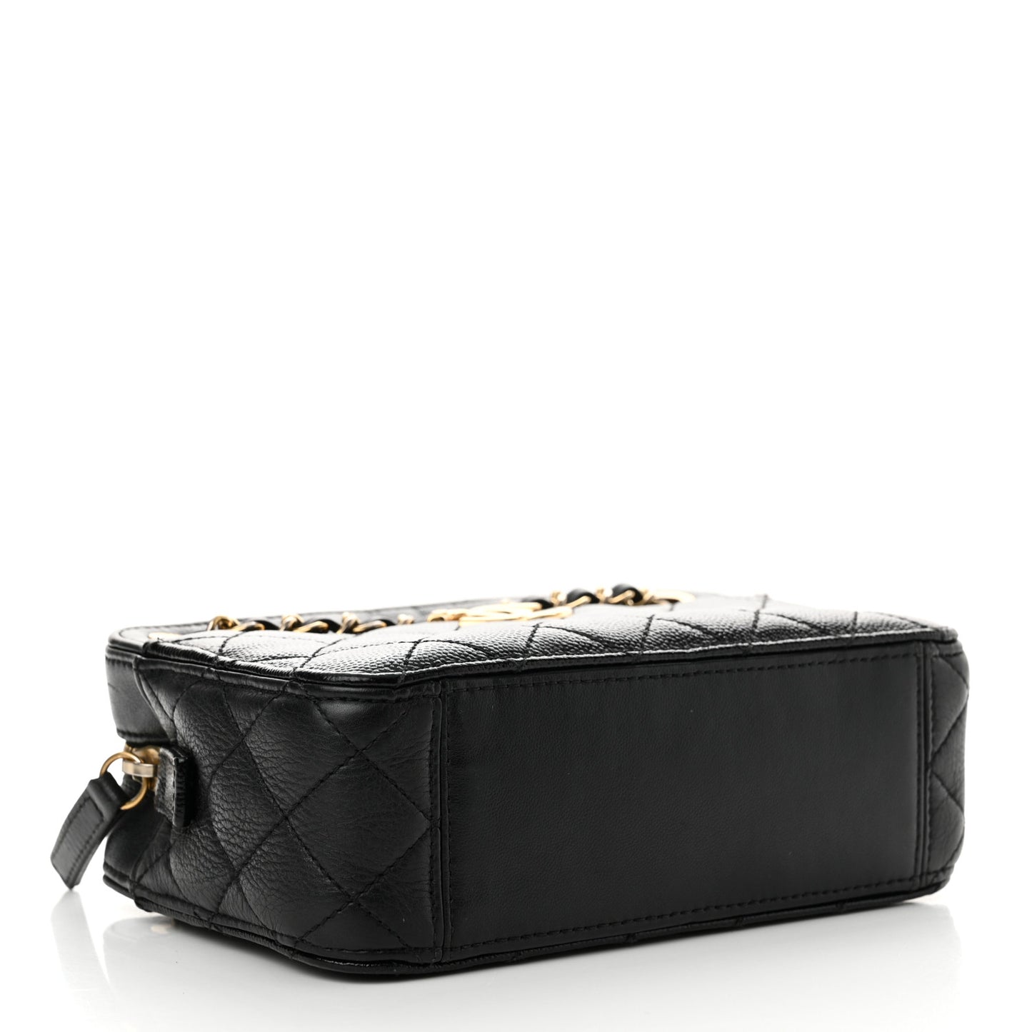 Shiny Caviar Quilted Small In & Out Camera Case Black