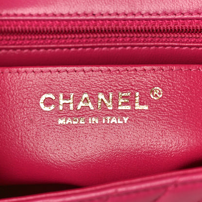 Chanel Lambskin Chevron Quilted Mini Square Flap Fuchsia 5 of 12