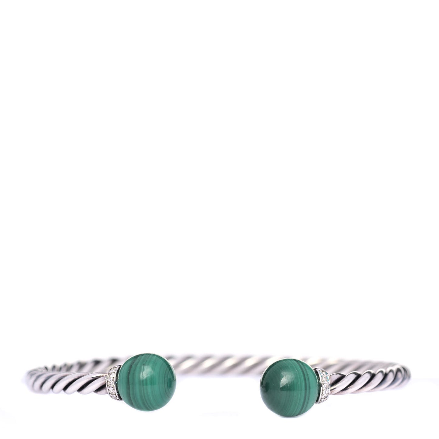 Sterling Silver Diamond Malachite 9mm Solari Bracelet