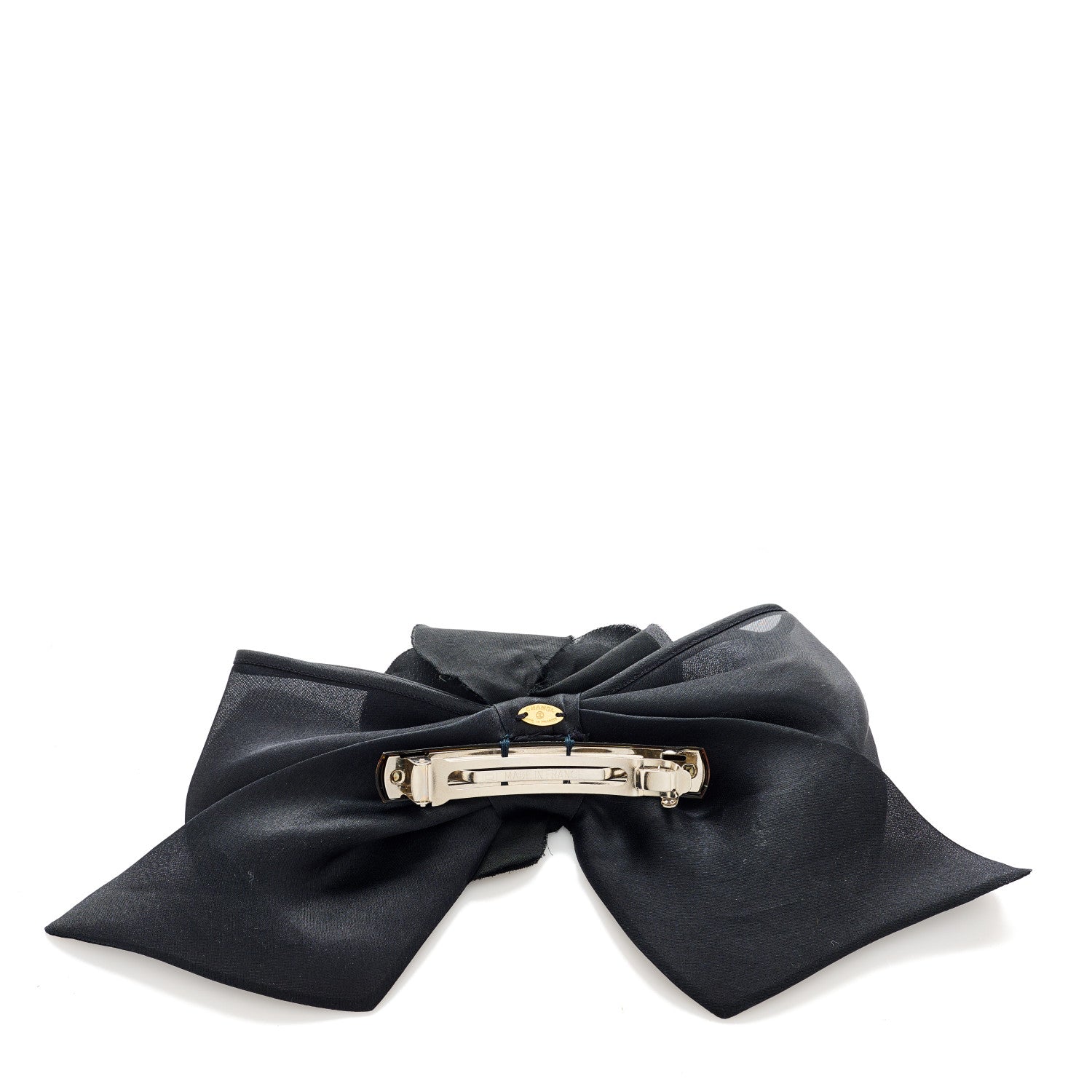 Chanel Satin Camellia Hair Clip Bow Black 3 of 4