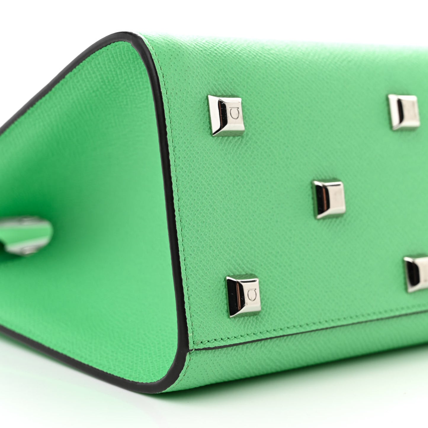 Hammered Calfskin Small The Studio Box Bag Green
