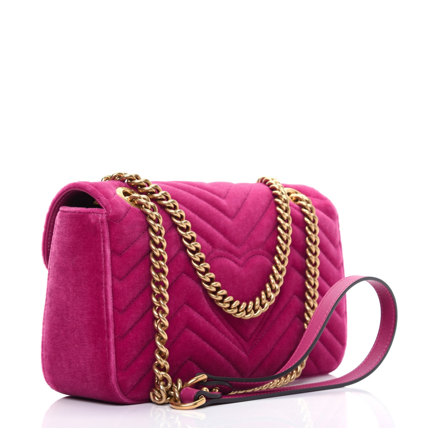 Gucci Velvet Matelasse Small GG Marmont Shoulder Bag Light Raspberry Rose 4 of 17