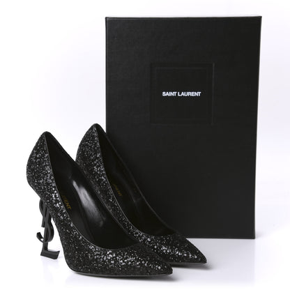 Saint Laurent Glitter Opyum 100 Pumps 38 Black 10 of 10