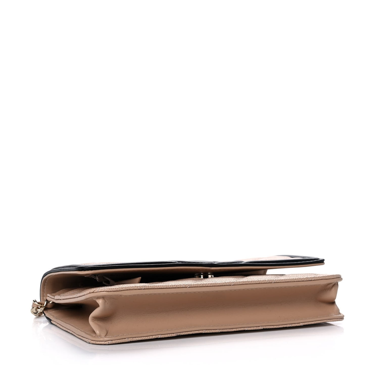 Caviar Quilted CC Filigree Wallet On Chain WOC Beige Black