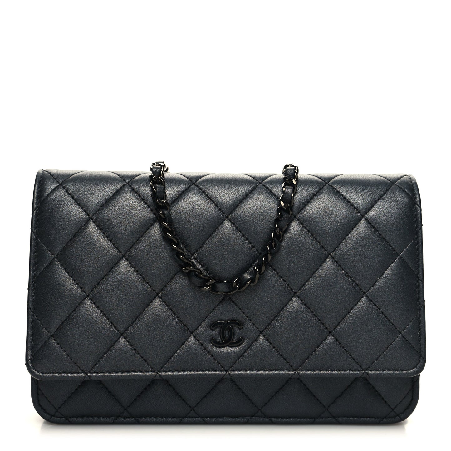 Lambskin Quilted Wallet On Chain WOC So Black