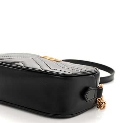 Gucci Calfskin Matelasse Mini GG Marmont Chain Shoulder Bag Black 9 of 9