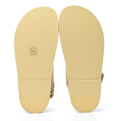 Chanel Braided Fabric Velcro Dad Sandals 38.5 Beige 5 of 8