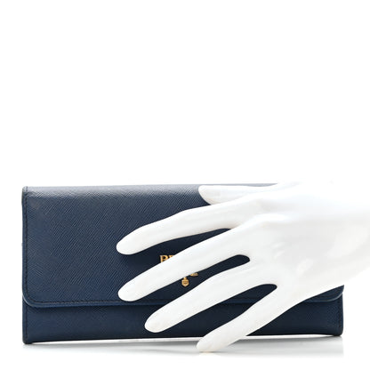 Prada Saffiano Metal Continental Flap Wallet Bluette Cobalto Turchese 3 of 14