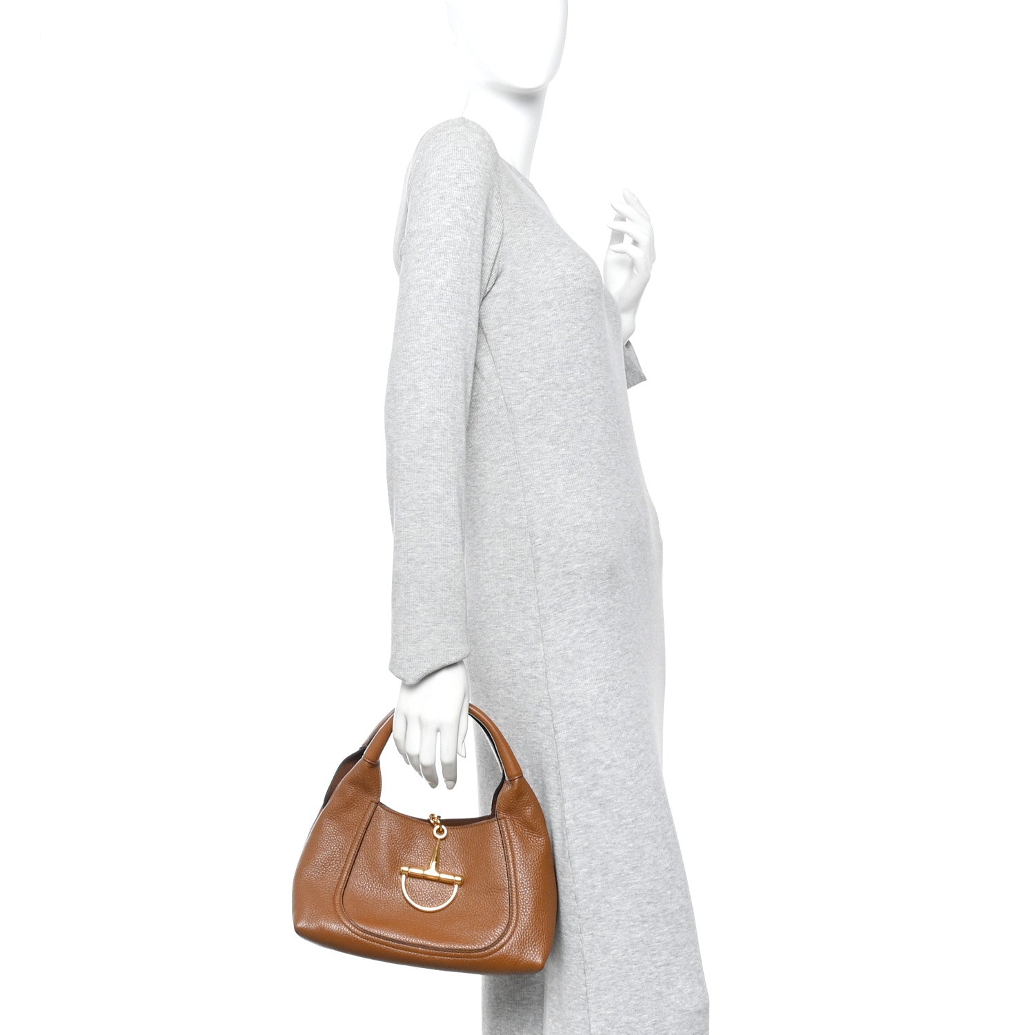 Gucci Grained Calfskin Softbit Medium Shoulder Bag Brown 2 of 9