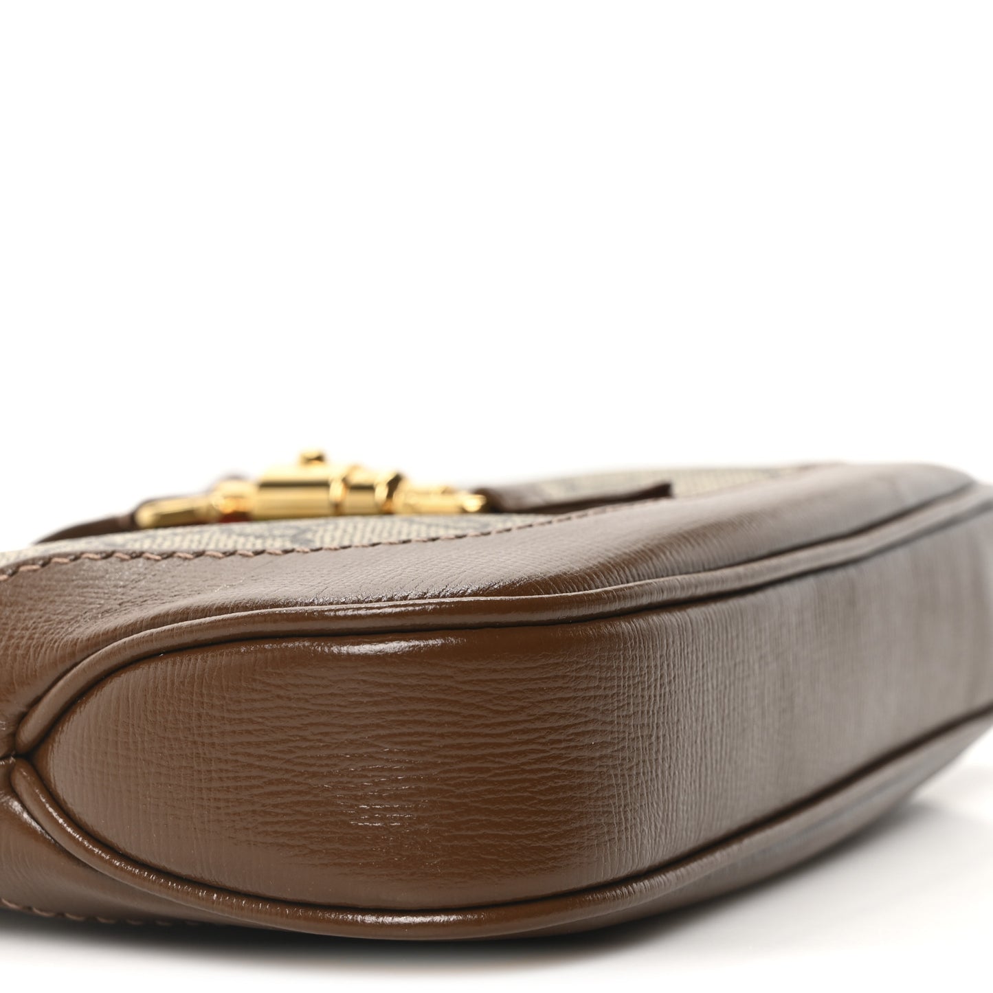GG Supreme Monogram Azalea Calfskin Web Mini Jackie 1961 Hobo Beige Ebony Brown Sugar