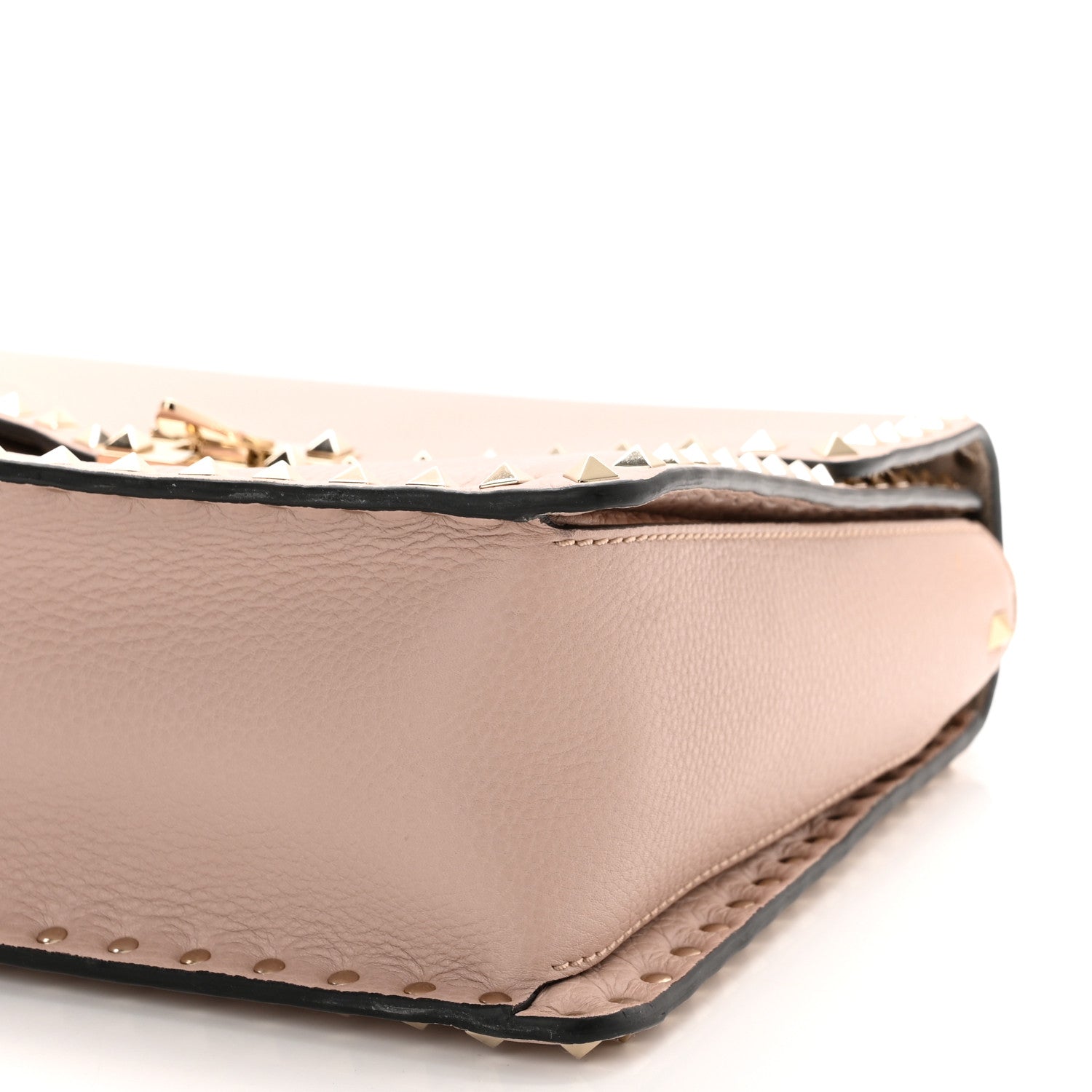 Valentino Garavani Grained Calfskin Rockstud Top Handle Flap Shoulder Bag Poudre 8 of 9