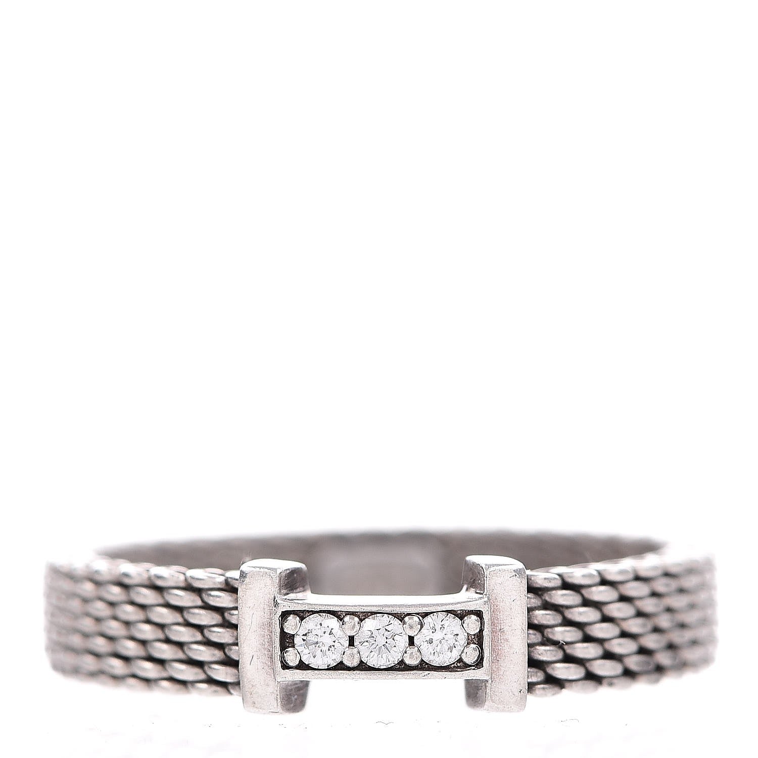 Tiffany Sterling Silver Diamond Narrow Somerset Ring 52 6 1 of 5