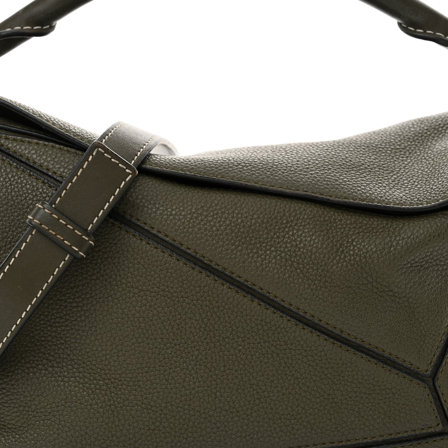 Calfskin Small Puzzle Bag Khaki Green