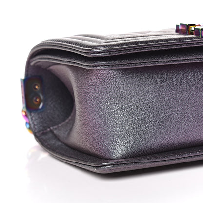 Chanel Iridescent Goatskin Quilted Small Boy Flap Purple 8 of 10