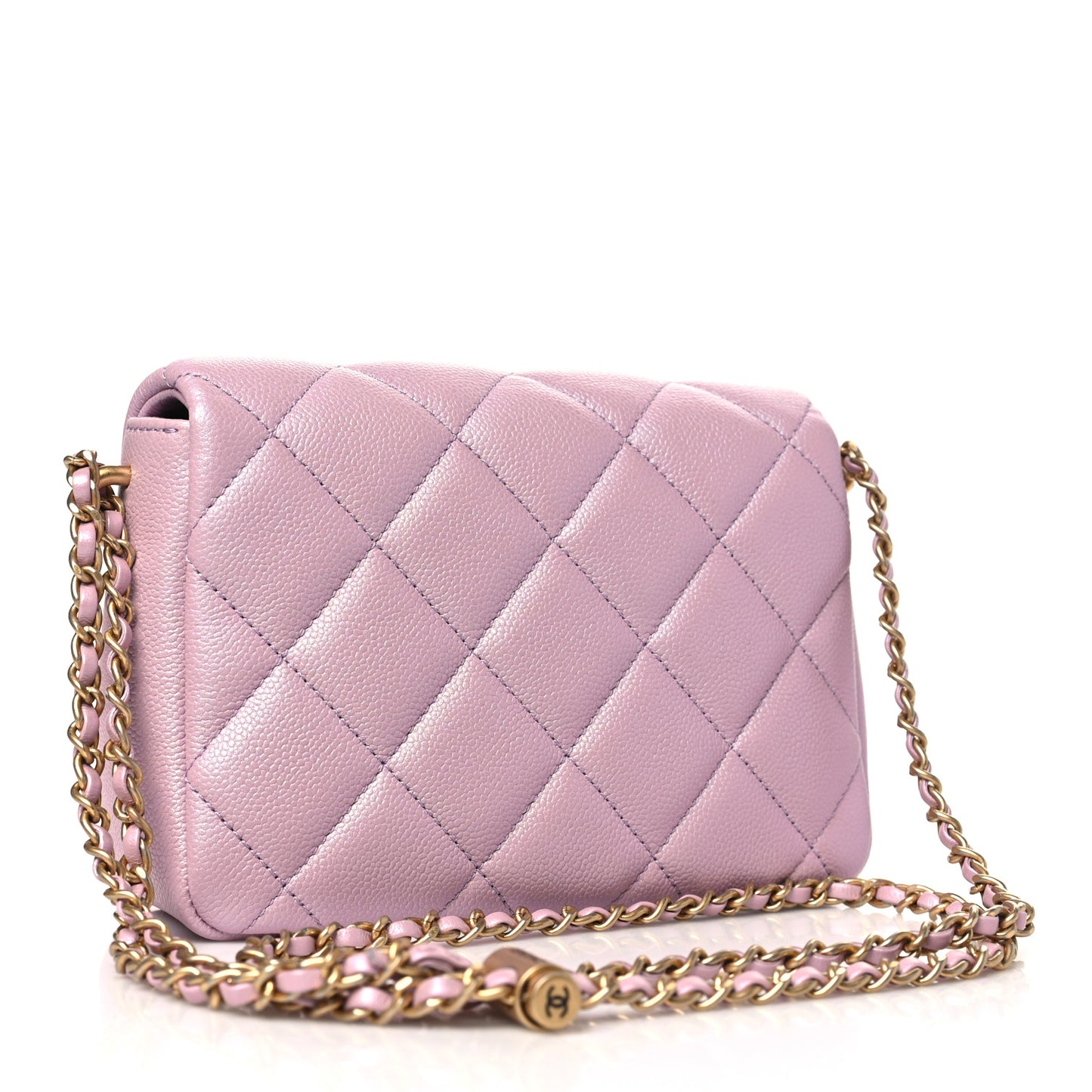 Iridescent Caviar Quilted Mini My Perfect Flap Pink