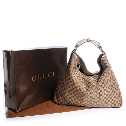 Gucci Monogram Large Horsebit Chain Hobo Off White 4 of 9