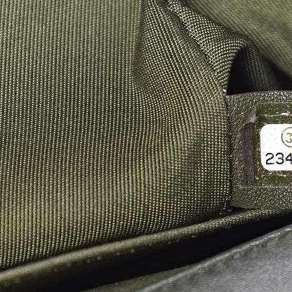 Chanel Fabric Chevron Braided Medium Boy Flap Black Dark Green 7 of 11