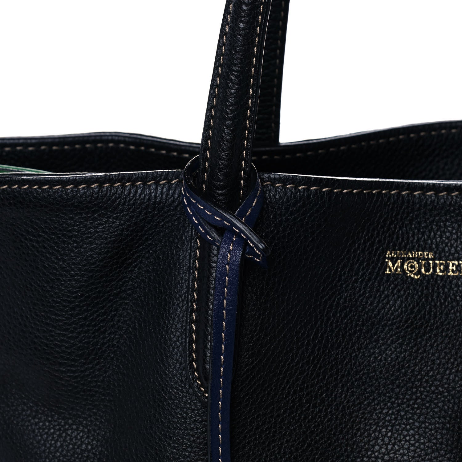 Alexander McQueen Pebbled Calfskin Skull Padlock Tote Black Navy Red Green 8 of 15