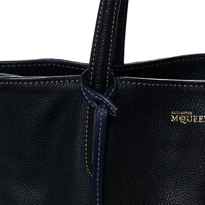 Alexander McQueen Pebbled Calfskin Skull Padlock Tote Black Navy Red Green 8 of 15