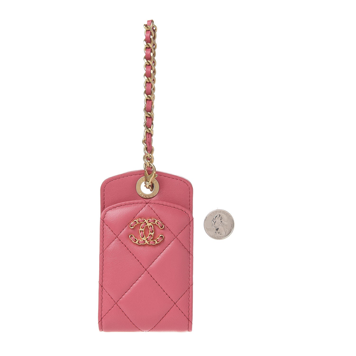 Chanel Lambskin Quilted 19 Luggage Tag Dark Pink 2 of 6