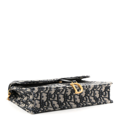 Christian Dior Oblique Saddle Chain Pouch Blue 4 of 10