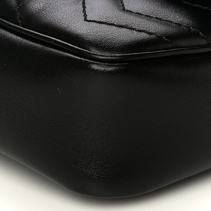 Gucci Calfskin Matelasse Super Mini GG Marmont Shoulder Bag Black 9 of 13