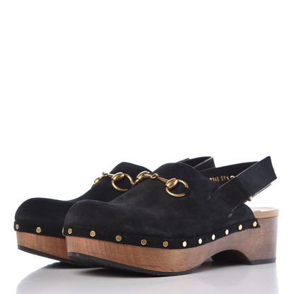 Gucci Suede Horsebit Amstel Slingback Clogs 39.5 Black 3 of 10