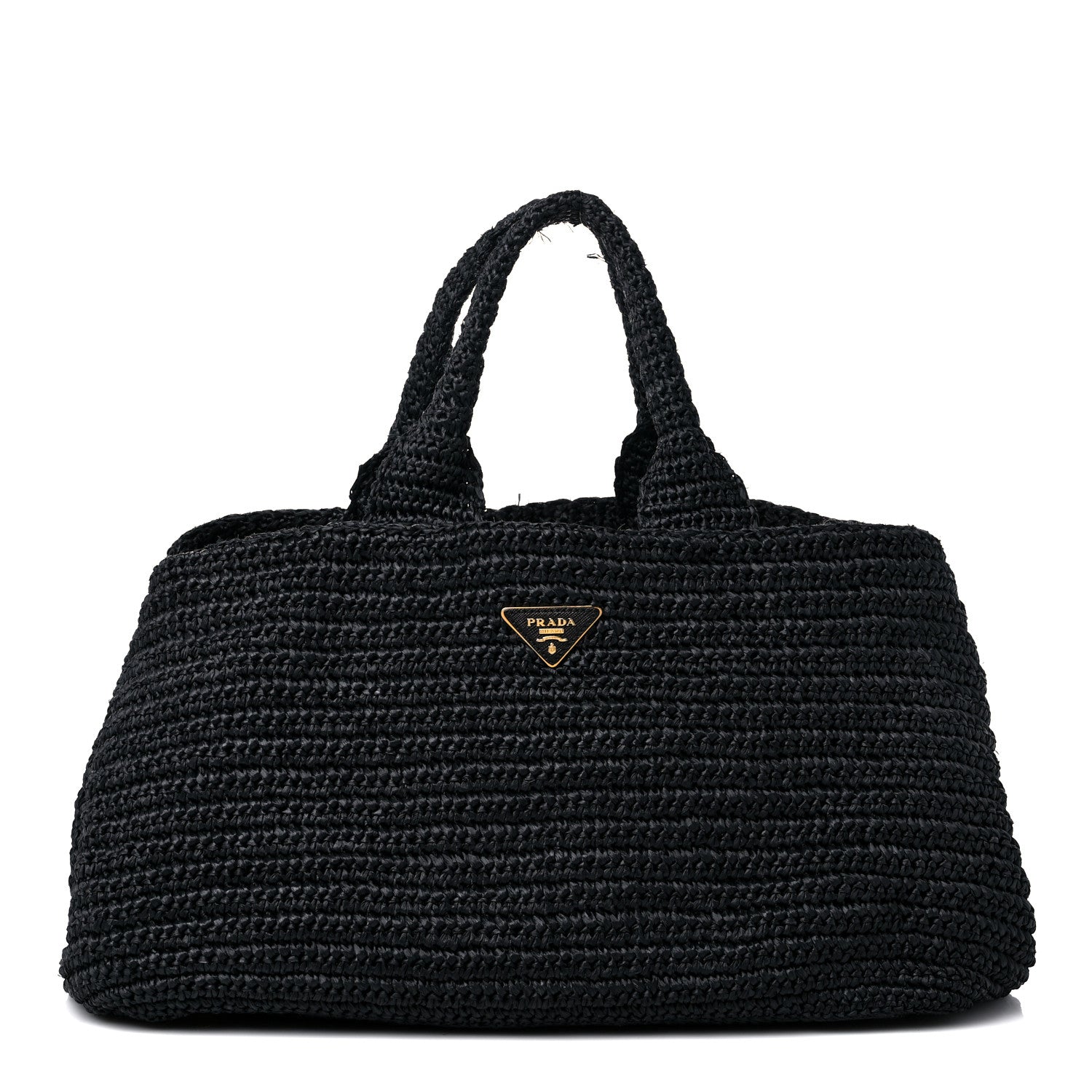 Prada Raffia Crochet Large Tote Black 1 of 14