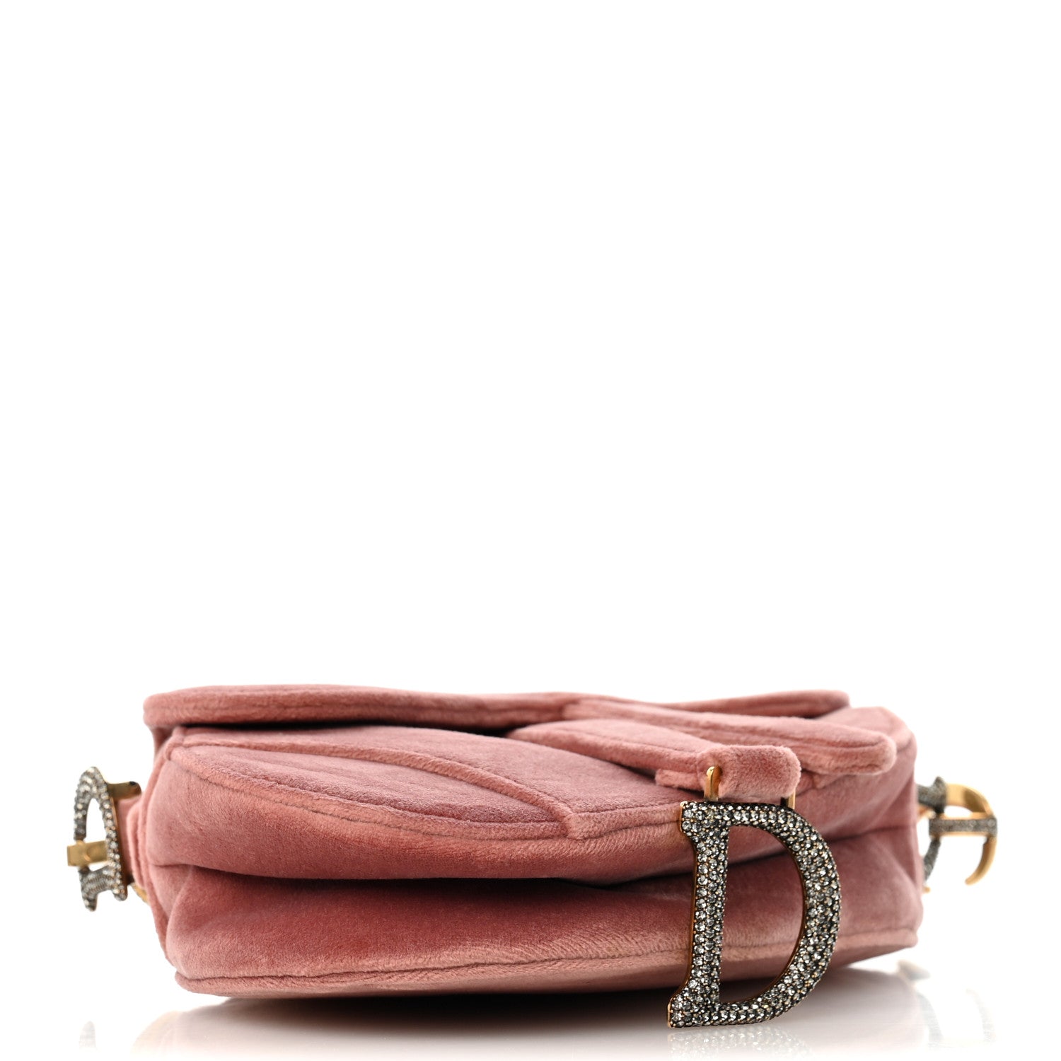 Christian Dior Velvet Crystal Mini Saddle Bag Pink 4 of 10